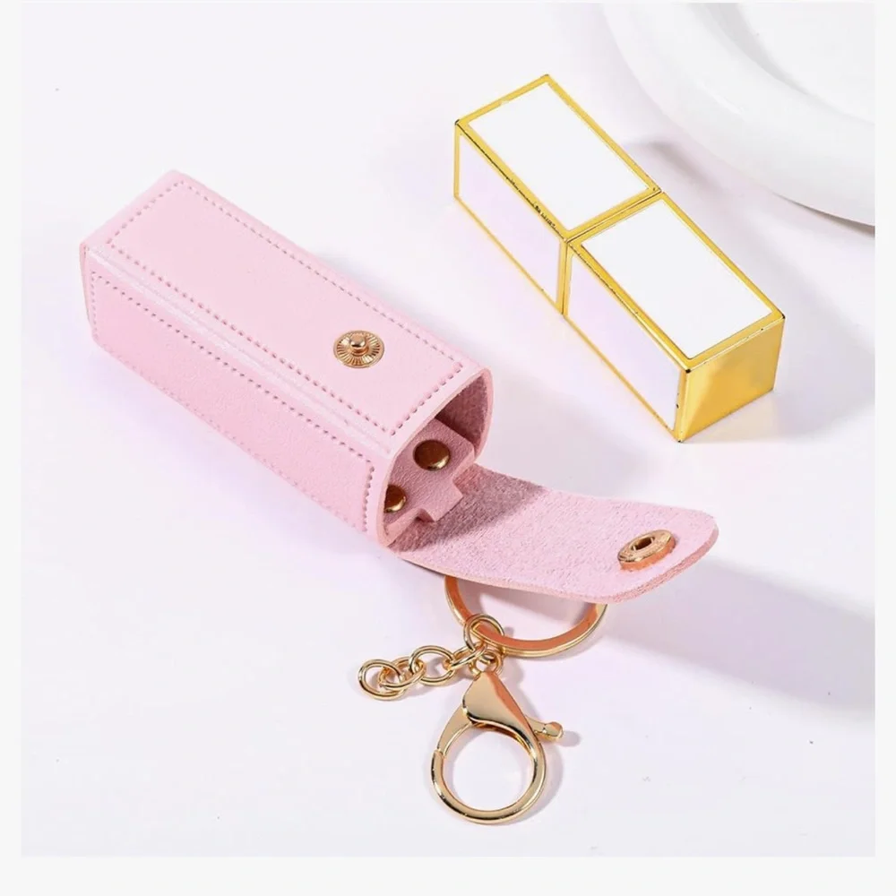 4 Pcs Car Lip Balm Holder PU Leather Lipstick Case No Melt